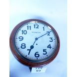 An oak 'station' clock with enamel dial est: £40-£60 (G3)