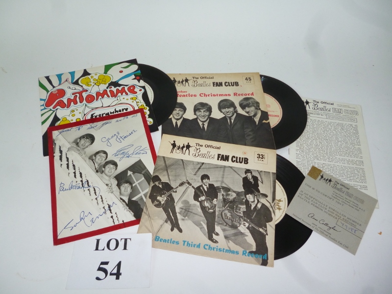 Beatles ephemera to include three The Official Beatles Fan Club Christmas Records, newsletter,