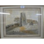 A framed and glazed coloured print 'St Margaret's Church,