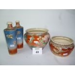 A pair of Japanese vases and two jardinières (a/f) est: £25-£45 (AB11/AB12)