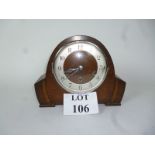 An oak and chrome Art Deco chiming mantle clock (key with auctioneer) est: £30-£50 (G2)