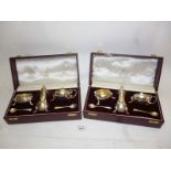 Two boxed sets of silver condiments with glass liners London 1984 Garrard & Co Ltd est: £180-£380