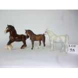 A Beswick shire horse and two other horse figurines (one a/f) est: £20-£40 (B11)