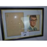 A framed and glazed Buddy Holly picture with lyrics est: £120-£180 (G wall)