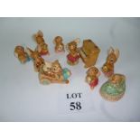 A collection of nine Pendelfin rabbits and a piano figurine est: £25-£45 (B24)