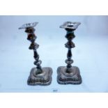 A pair of silver candlesticks (approx 10" high) Sheffield 1905 est: £250-£450