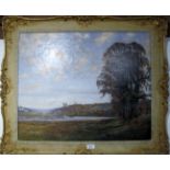 K R Denton British (20c) - A framed oil on canvas a view of Rochester Castle signed lower left (55