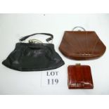 Two Art Deco vintage leather bags and a wallet/purse est: £30-£50 (N2)