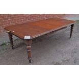 A Victorian mahogany wind out dining table with two extra leaves c1870 est: £300-£500