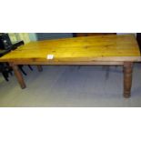 A large solid pine kitchen farmhouse table 8' long x 3' 6" wide est: £150-£200