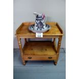 A Victorian pine washstand complete with