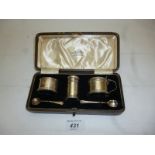 A three piece silver condiment set Birmi