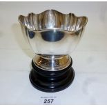 A silver wavy edged bowl and stand Sheff