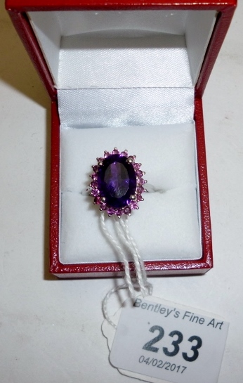 Zambian amethyst portrait set ring (18 x