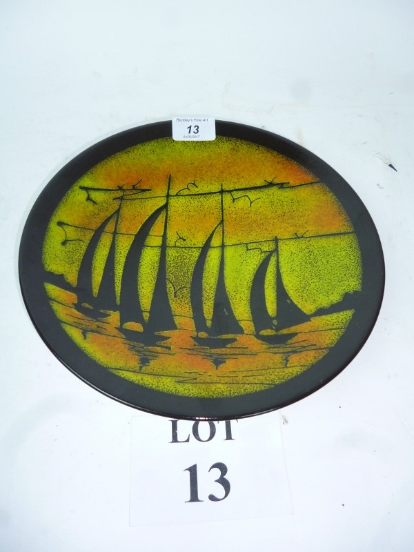 A Poole Pottery Agean pattern dish est: