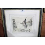 A framed and glazed print study of a sai