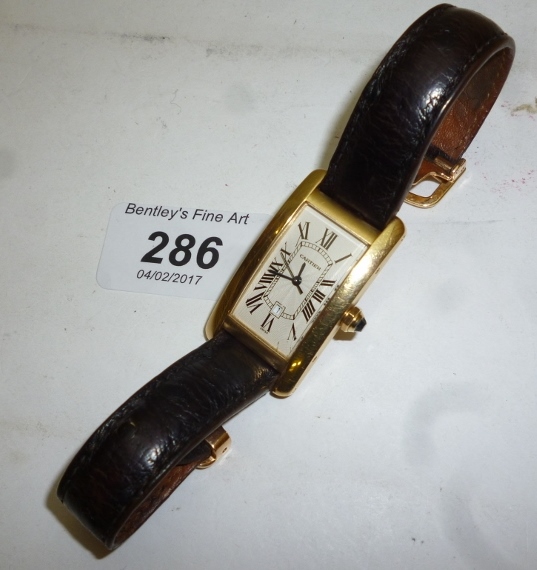 An 18ct gold Cartier Tank gentleman's au