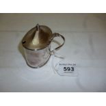 A Britannia silver mustard pot with blue