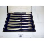 A set of six silver handled tea knives S