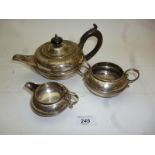 A three piece bachelor's silver tea set