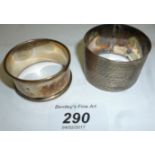 Two silver napkin rings both fully hallm