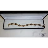 Smoky quartz bracelet (7.5" long) gold o