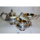 A Victorian silver three piece tea servi