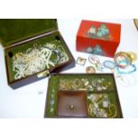 Two jewellery boxes containing costume jewellery est: £20-£40