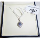 AA+ tanzanite & diamond 9ct pendant and 17" chain 22 x 14 mm pendant (including bale approx) est: