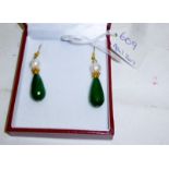 Emerald and fresh water pearl earrings (gold plated) est: £20-£40