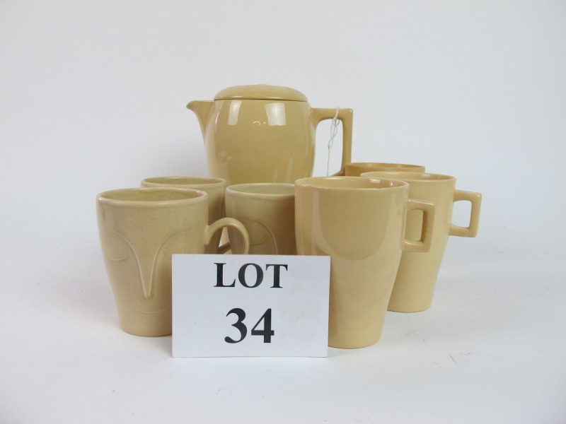 A Bourn-Vita set to include jug and six cups (one cup slight chip) est: £10-£20 (A3)