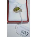 14ct gold peridot & diamond ring (size N) (4 grams approx) est: £200-£300