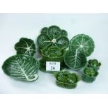 A quantity of green Majolica cabbage-ware est: £30-£50 (A4)