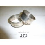 A pair of silver napkin rings London 1908 est: £50-£70