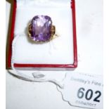 Vintage amethyst cocktail ring 9ct gold,