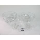 Two attractive cut crystal glass bowls and two smaller tazzas or bon-bon dishes est: £30-£50 (B24)