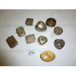 Two silver vesta cases both fully hallmarked and eight various pill boxes est: £50-£80