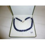 Lapis Lazuli necklace large (16 x 12 mm) hand knotted beads (49 cm length) est: £70-£90