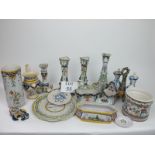 A quantity of Continental Majolica and Faience to include Wimneraux, Ginori,