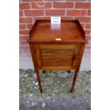 A 19c mahogany bedside cupboard with raised back rail over a single drawer est: £25-£35