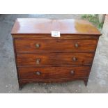 A George III mahogany three drawer chest of drawers (slightly a/f) est: £100-£150