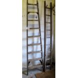 Two section set of old wooden ladders est: £25-£40