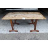 A c1900 pine tressel kitchen table seats 8 est: £100-£200