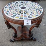 A fine 19c rosewood centre table with an Italian segment specimen marble top in good condition est: