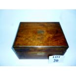 A brass bound oak writing box with engra