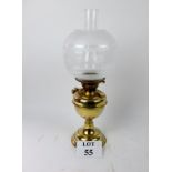 A late Victorian brass oil lamp with frosted and etched shade est: £25-£45 (G1)