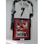 An Eric Cantona signed football shirt and a framed photograph of Cantona Geo Best est: £50-£80 (C)