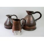 Three 19c copper jugs est: £20-£40 (A1)