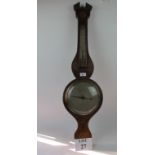 A George III mahogany inlaid banjo barometer 'L Martinelli Brighton' (ivory knob missing) est: