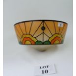 A 1930's Clarice Cliff style design hanging glass light (slightly a/f) est: £25-£40 (A2)